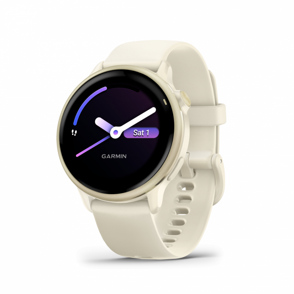 Smartwatch Garmin vivoactive 6, GPS, 42mm, curea silicon, Bone/Lunar Gold