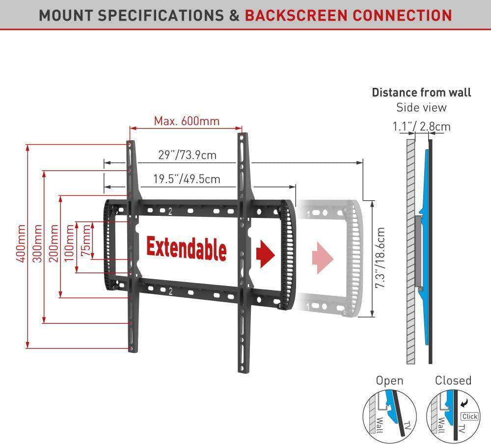 Suport TV Perete Barkan 13-90", 60kg, negru, VESA max. 600x400 mm 2 Suport TV Perete Barkan 13-90", 60kg, negru, VESA max. 600x400 mm - imagine 2