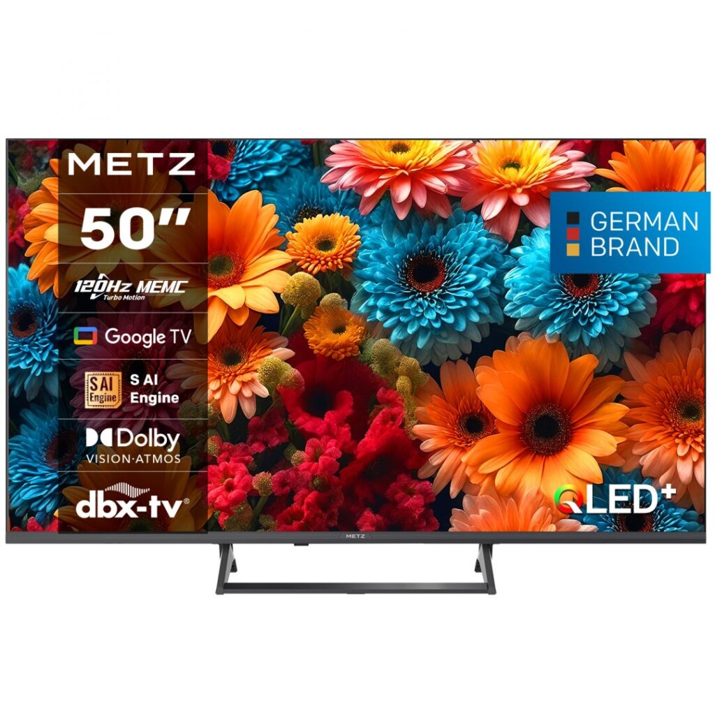 Televizor METZ QLED 50MQF7500Z, 126 cm, Smart Google TV, 4K Ultra HD, Clasa F (Model 2025)