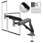 Suport pentru 2 monitoare Maclean MC-134, arc cu gaz, 17″-32″, negru, 2-10kg, reglaj inaltime, VESA 75×75/100×100, montaj pe birou