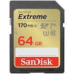 Card de memorie SanDisk Extreme 64GB SDXC pana la 170MB/s & 80MB/s Read/Write speeds, UHS-I, Class 10, U3, V30