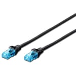 Cablu Patchcord, DIGITUS 0.25m, RJ-45, U/UTP, Negru