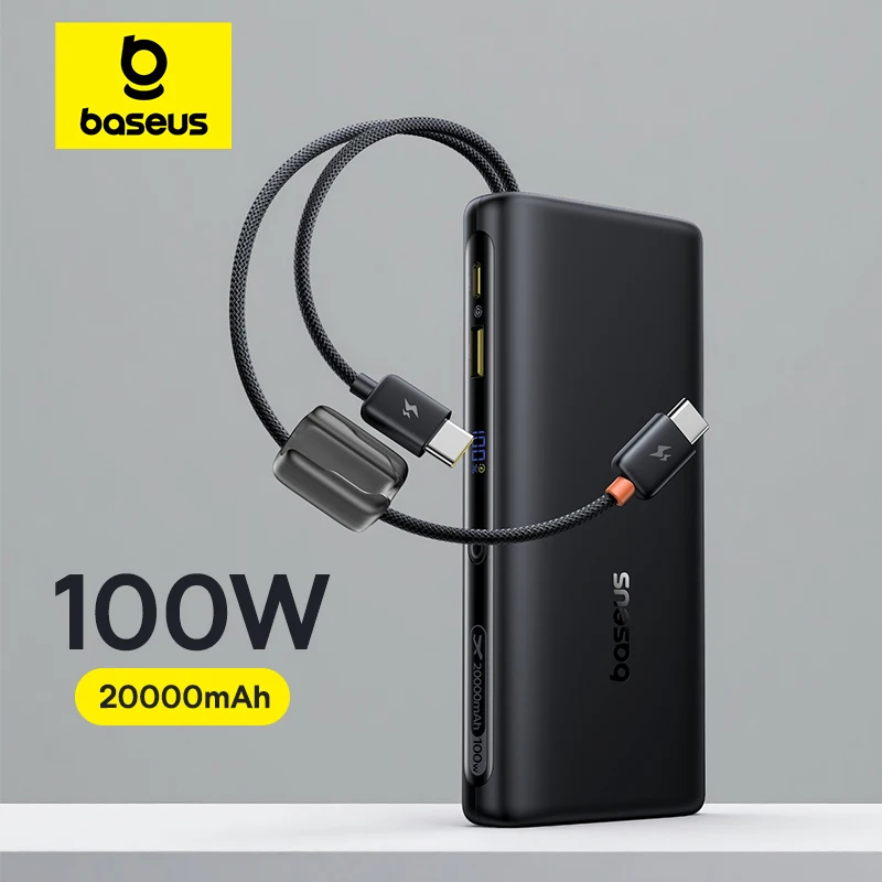 POWER BANK Baseus EnerFill FC41, display, cablu integrat retractabil 2 x USB Type-C, capacitate 20000mAh 100W, negru „E0028N03” (timbru verde 0.98 lei) – 6942521201822