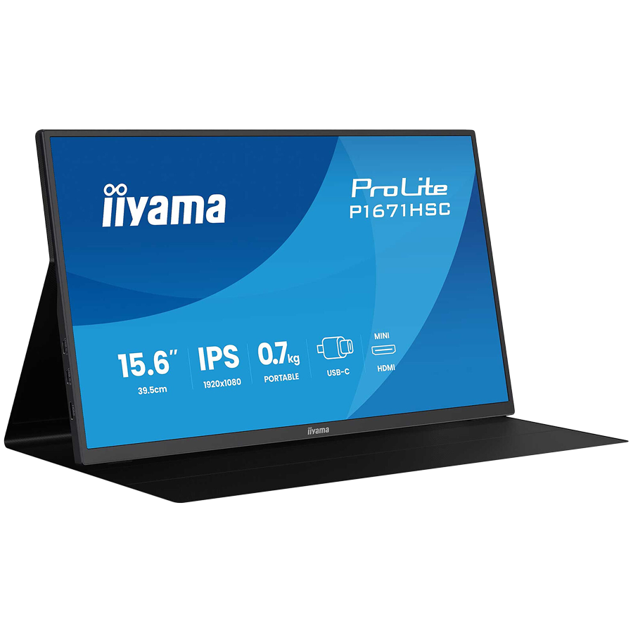 Monitor Portabil IPS LED Iiyama 15.6" P1671HSC-B1, Full HD (1920 x 1080), Mini HDMI (Negru) "P1671HSC-B1" (timbru verde 7 lei)