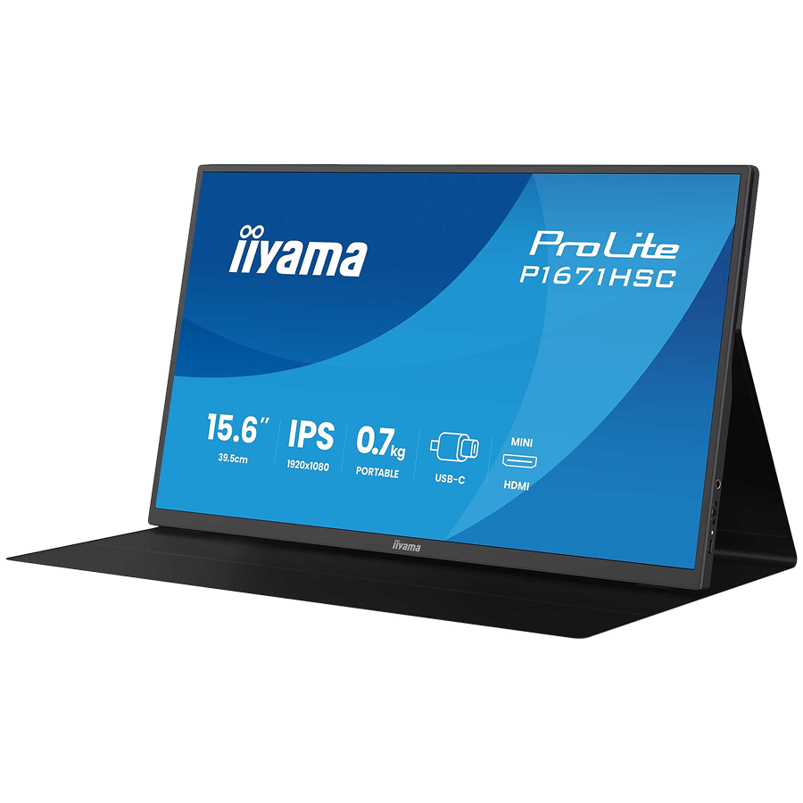Monitor Portabil IPS LED Iiyama 15.6" P1671HSC-B1, Full HD (1920 x 1080), Mini HDMI (Negru) "P1671HSC-B1" (timbru verde 7 lei) - imagine 2