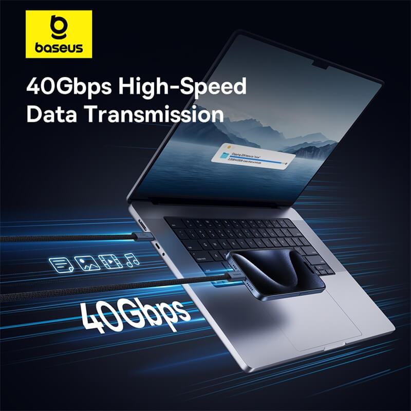 CABLU alimentare si date Baseus Flash Series 2 USB4, Fast Charging Data Cable pt. smartphone, video 8K@60Hz, USB Type-C la USB Type-C 240W, 1m, negru „P10311803111-00” (timbru verde 0.08 lei) – 6932172648817