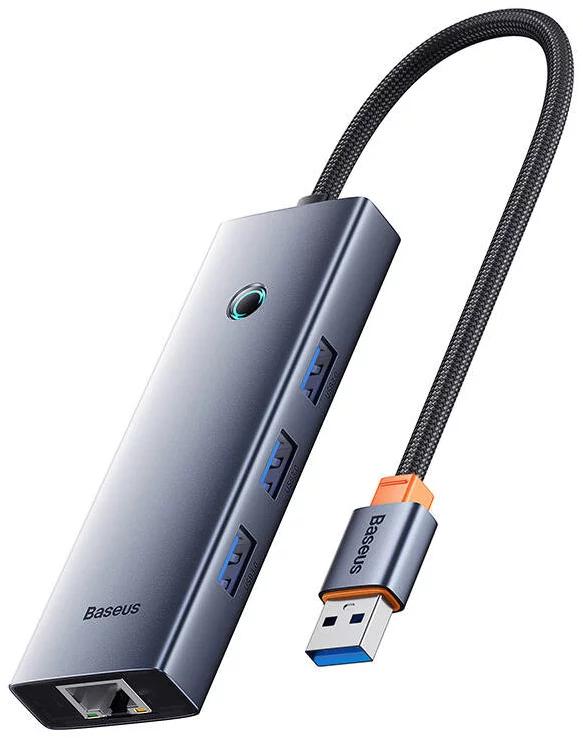 DOCKING STATION Baseus UltraJoy 4 in 1, input USB, output 3 x USB 3.0 / 1 x LAN Gigabit RJ45, 1 x USB Type-C, gri „B0005280B811-12” (timbru verde 0.18 lei) – 6932172653354