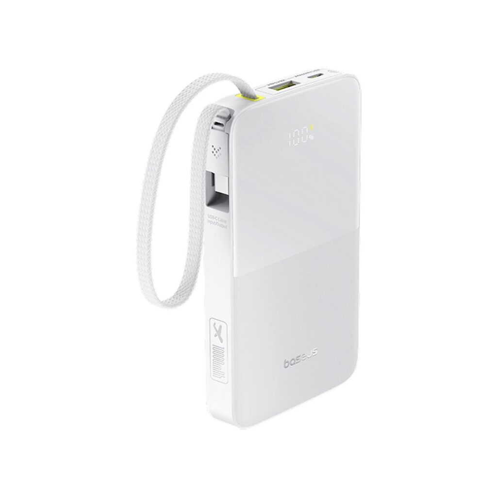 POWER BANK Baseus EnerFill FC51 Bipow2 Pro, 10000mAh, 22.5W, 1 x USB Type-C, 1 x USB, cablu integrat USB Type-C 22cm, alb, „E0027601” (timbru verde 0.98 lei) – 6932172691868