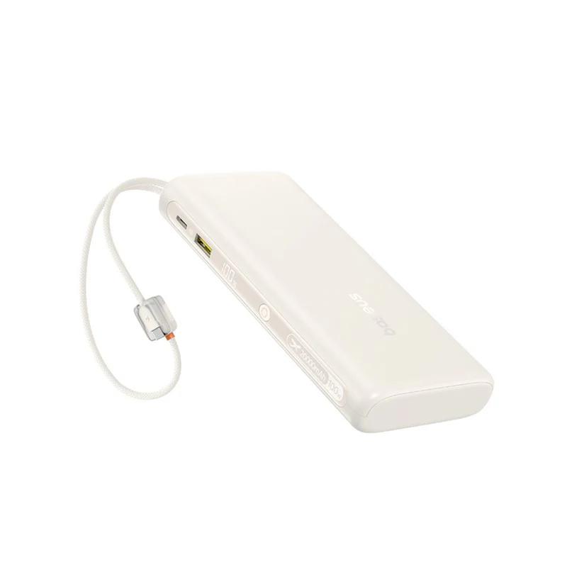 POWER BANK Baseus EnerFill FC41, display, cablu integrat retractabil 2 x USB Type-C, capacitate 20000mAh 100W, alb "E0028N04" (timbru verde 0.98 lei) - 6942521201815 - imagine 2