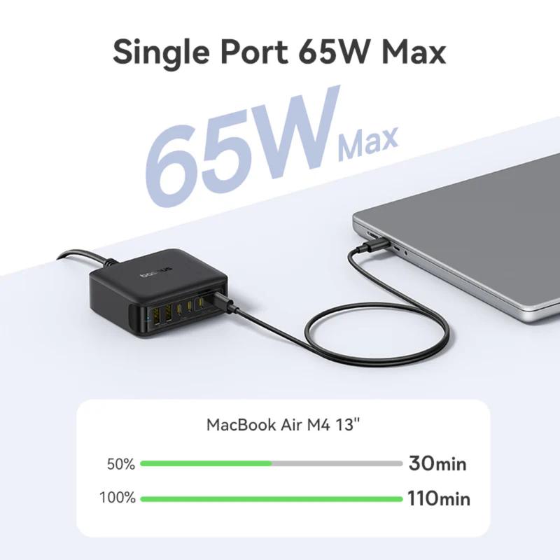 INCARCATOR retea Baseus EnerFill FH21, Quick Charge 120W, 4 x USB Type-C, 2 x USB, negru "E0120T00" (timbru verde 0.18 lei) - 6932172698331 - imagine 4