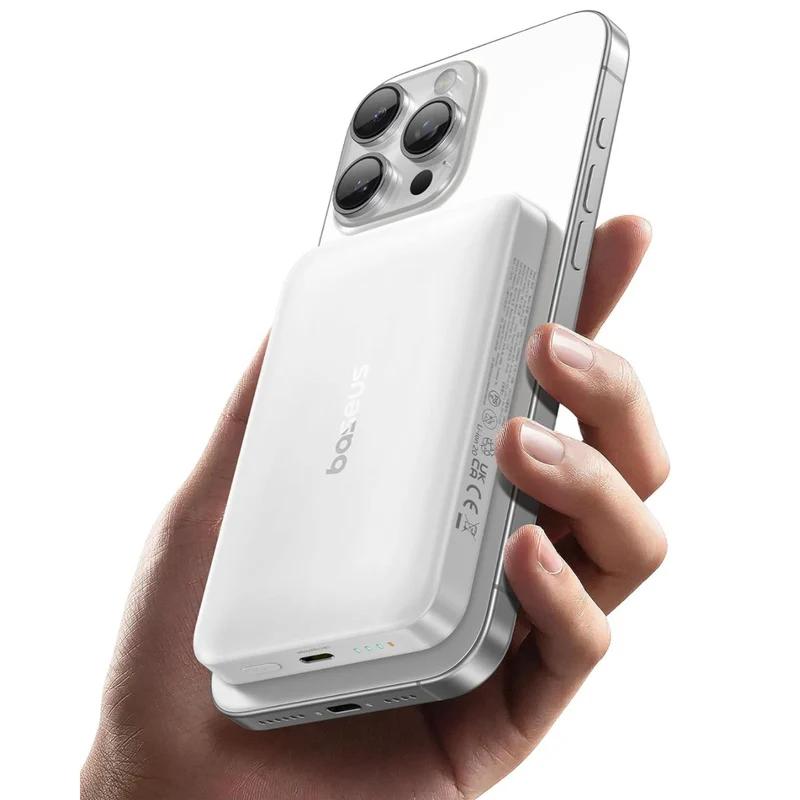 POWER BANK Baseus EnerFill FM12 Qi2, 10000mAh, 22.5W, prindere magnetica incarcare wireless 15W, 1 x USB Type-C, include cablu USB Type-C la USB Type-C 30cm, alb, "E0028501" (timbru verde 0.98 lei) - 6932172699086 - imagine 3