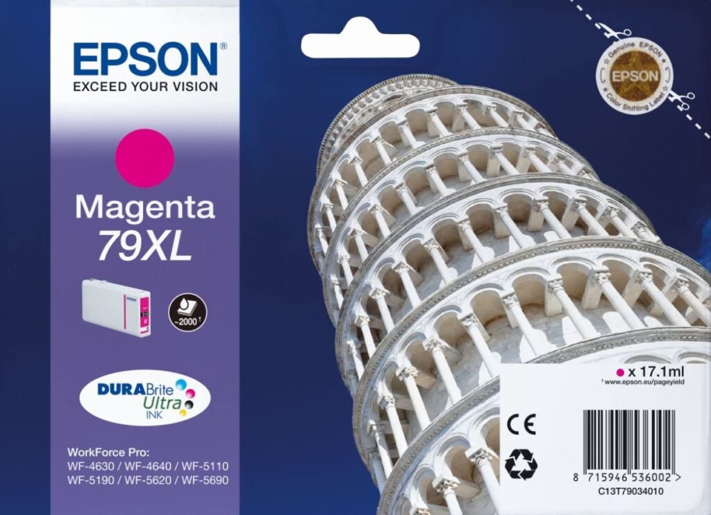 Cartus Cerneala Original Epson Magenta, T790340, pentru Workforce Pro WP-5110|51490|5620|5690,  , (timbru verde 0.15 lei), „C13T79034010″(RAPO)