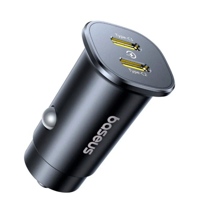 INCARCATOR auto Baseus GoTrip DP1, Quick Charge 30W, 2 x USB Type-C, pt. bricheta auto, negru „C00072300123-01” (timbru verde 0.18 lei) – 6932172687243