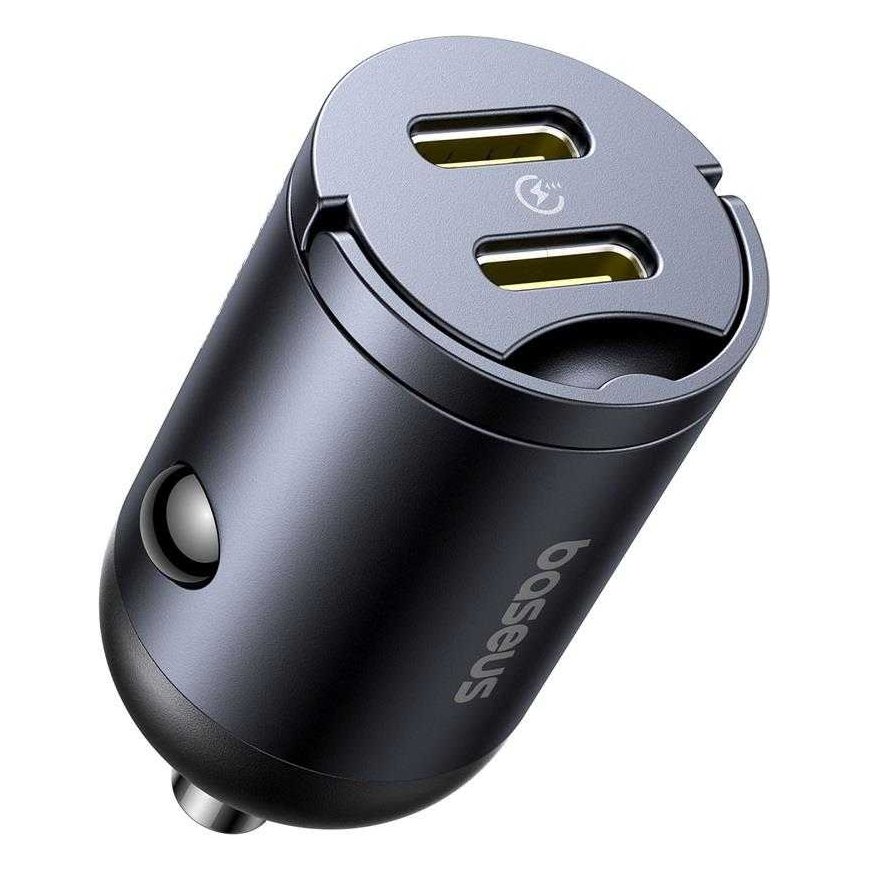 INCARCATOR auto Baseus Tiny Star, Quick Charge 30W, 2 x USB Type-C , negru „C00035001121-03” (timbru verde 0.8 lei) – 6932172677190