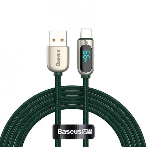 CABLU alimentare si date Baseus Display, Fast Charging Data Cable pt. smartphone, USB la USB Type-C 66W, 1m, verde "CASX020006" (timbru verde 0.08 lei) - 6932172600570