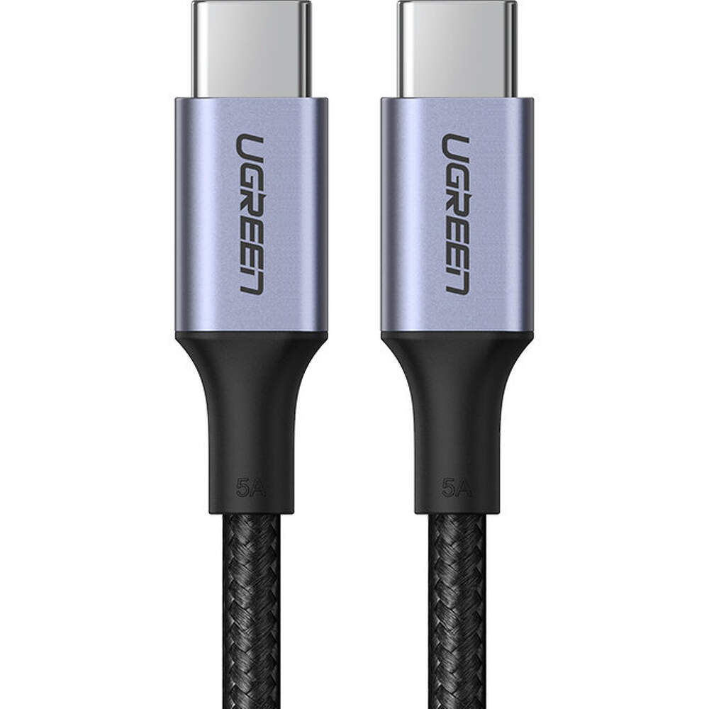 CABLU alimentare si date Ugreen, „US316”, Fast Charging Data Cable pt. smartphone, USB Type-C la USB Type-C 100W/5A, braided, 3m, negru „90120” (timbru verde 0.08 lei) – 6957303891207