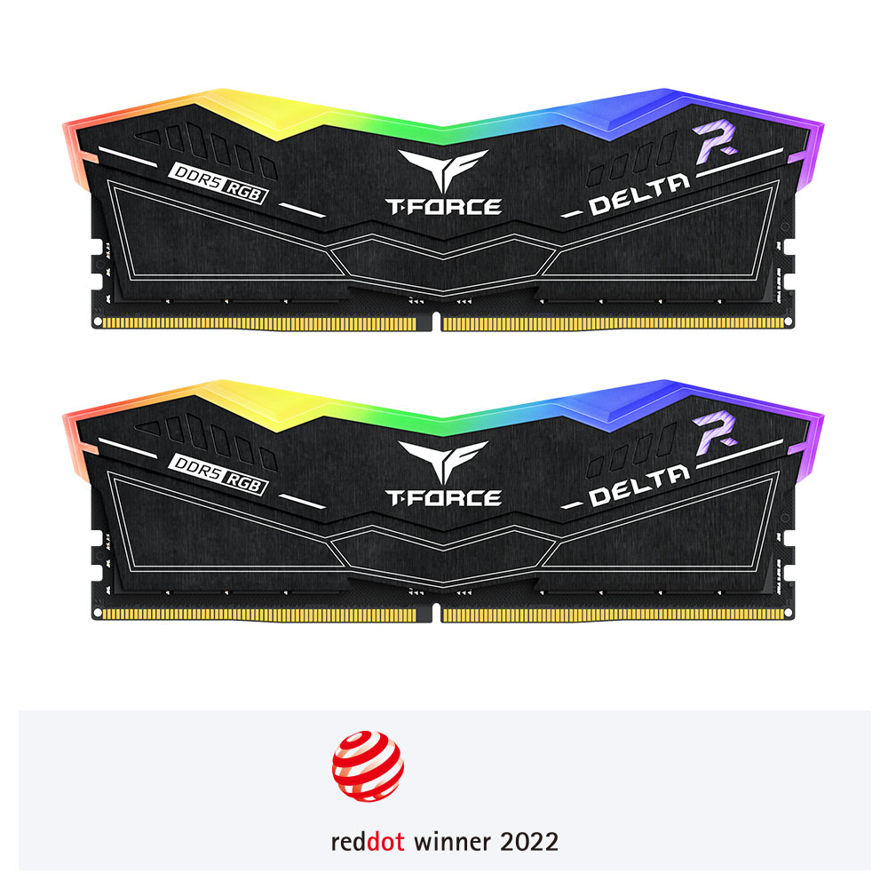 MEMORIE DDR TEAMGROUP T-FORCE DELTA RGB DDR5 Gaming 32GB frecventa 6000 Mhz (kit 2 x 16GB) CL30, radiator, retail, negru „FF3D532G6000HC30DC01”