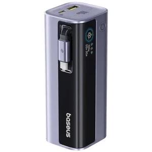 POWER BANK Baseus EnerGeek GR11, 10000mAh, 100W, 2 x USB Type-C, 1 x USB, cablu integrat USB Type-C, display, gri, „E0027A01” (timbru verde 0.98 lei) – 6932172691752
