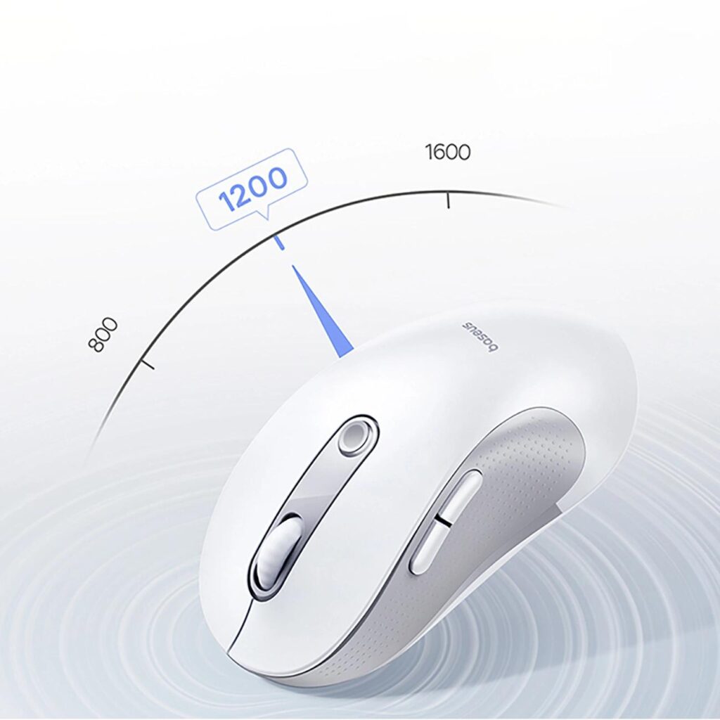 MOUSE Baseus F02 PC sau NB wireless, bluetooth, optic, 800/ 1200/1600 dpi, click silentios, butoane/scroll 4/1, alb, „B0203202” (timbru verde 0.18 lei) – 6932172693336