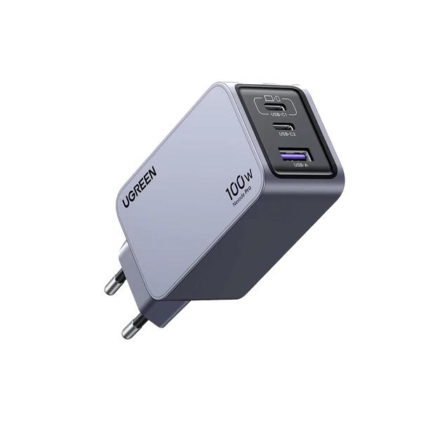 INCARCATOR retea Ugreen, Nexode „X757” Quick Charge 100W GaN, 1 x USB, 2 x USB Tpe-C, include cablu USB Type-C la USB Type-C 240W 1.5 m, gri „25874” (timbru verde 0.18 lei) – 6941876228744