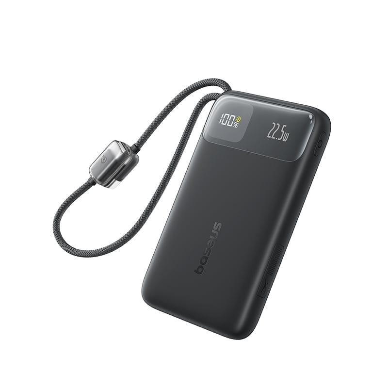 POWER BANK Baseus EnerFill FC11, 20000mAh, cablu integrat USB Type-C si Iphone Lightning, 22.5W, display, negru, „E0027S04” (timbru verde 0.98 lei) – 6932172699871