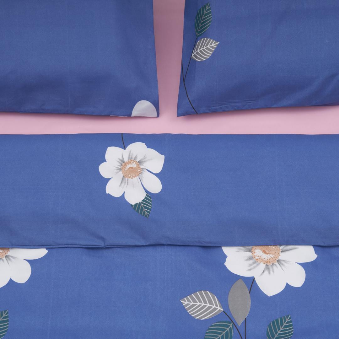 LENJERIE KING SIZE MICROFIBRA BLUE DAISY