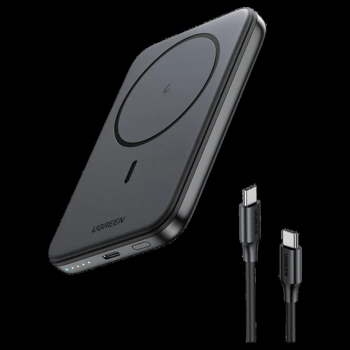 POWER BANK Ugreen „PB561” Magnetic Wireless, 10000mAh, 20W, 1 x USB Type-C output/input, 15W wireless charging, negru, „25919” (timbru verde 0.98 lei) – 6941876229192