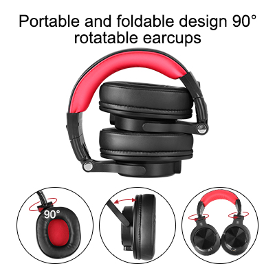 Casca OneOdio cu fir detasabil, tip over ear, utilizare profesionala, DJ, conectare prin Jack 3.5 mm | Jack 6.35 mm, difuzor 40 mm, impedanta 32 Ohm, negru | rosu, "A71-Red" (timbru verde 0.8lei) - imagine 2