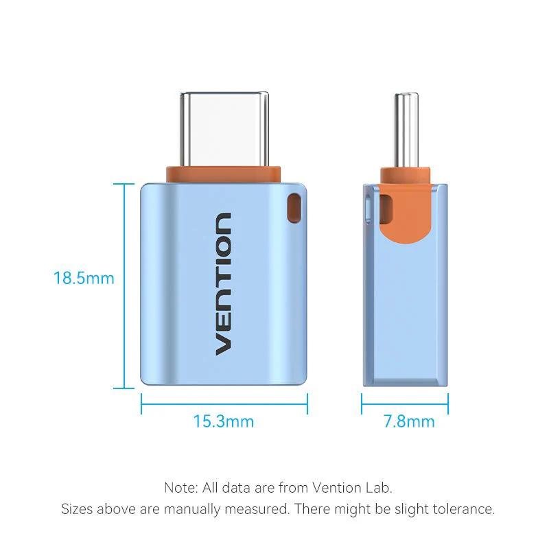 Adaptor USB Vention, OTG, USB-C (T) la USB 3.1 (M), 10Gbps, PVC, albastru, "CUBH0" (timbru verde 0.08 lei) -6922794779976 - imagine 2
