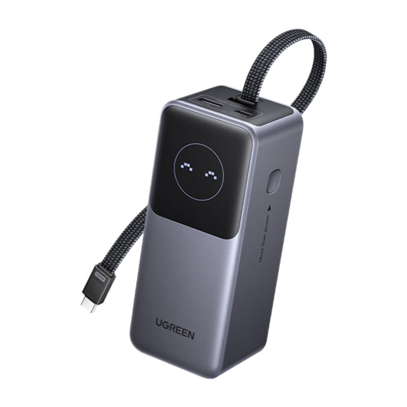 POWER BANK Ugreen "PB723", 20000mAh, 130W PD3.0, 1 x USB, 1 x USB Type-C, 1 x USB Type-C integrat, display, gri, "55365B" (timbru verde 0.98 lei) - imagine 2