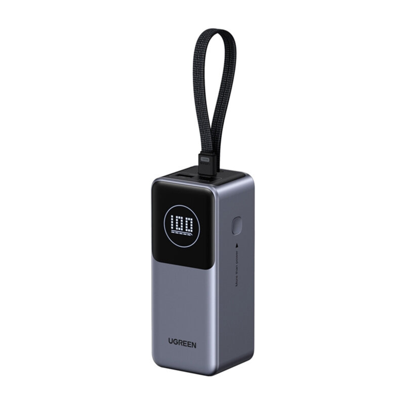 POWER BANK Ugreen "PB723", 20000mAh, 130W PD3.0, 1 x USB, 1 x USB Type-C, 1 x USB Type-C integrat, display, gri, "55365B" (timbru verde 0.98 lei) - imagine 3
