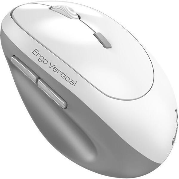 MOUSE Genius,  Ergo 8350S, PC sau NB, wireless, BT+2.4GHz, optic, 2400 dpi, butoane/scroll 6/1, , white-grey, „31030041401” (timbru verde 0.18 lei)