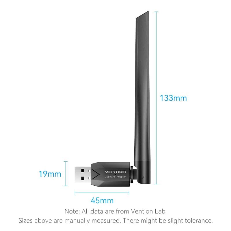 Adaptor retea Vention, extern, wireless, 2.4GHz, 5GHz, antena externa 6 dBi, IEEE 802.11a/b/g/n/ac, WIFI AC650, negru, "KDTB0" (timbru verde 0.08 lei) -6922794784475 - imagine 3