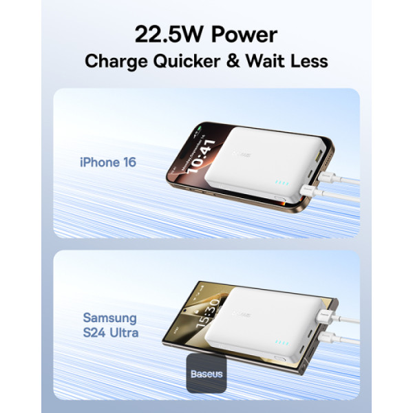 POWER BANK Baseus EnerFill FP21, 10000mAh, 22.5W, 2 x USB Type-C, 1 x USB, include cablu USB Type-C la USB Type-C, alb, "P1008210D213-00" (timbru verde 0.98 lei) - 6932172690328 - imagine 4