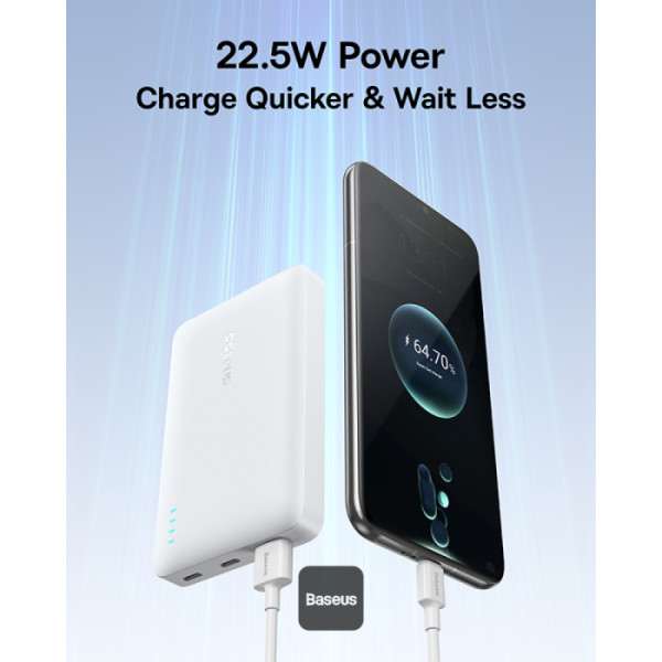 POWER BANK Baseus EnerFill FP21, 10000mAh, 22.5W, 2 x USB Type-C, 1 x USB, include cablu USB Type-C la USB Type-C, alb, "P1008210D213-00" (timbru verde 0.98 lei) - 6932172690328 - imagine 5