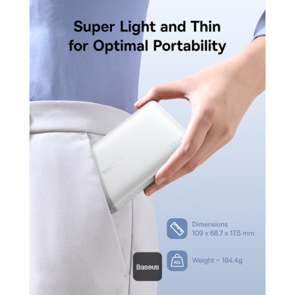 POWER BANK Baseus EnerFill FP21, 10000mAh, 22.5W, 2 x USB Type-C, 1 x USB, include cablu USB Type-C la USB Type-C, alb, "P1008210D213-00" (timbru verde 0.98 lei) - 6932172690328 - imagine 3