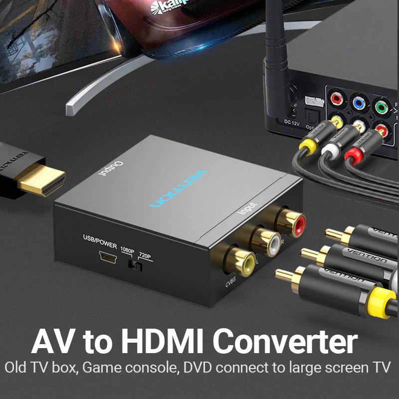 Convertor video Vention, HDMI (M) la RCA (M), switch 1080p/720, alimentare prin miniUSB-B inclus, carcasa metalica, conectori auriti, negru, "AEFB0" (timbru verde 0.08 lei) - 6922794746145 - imagine 3