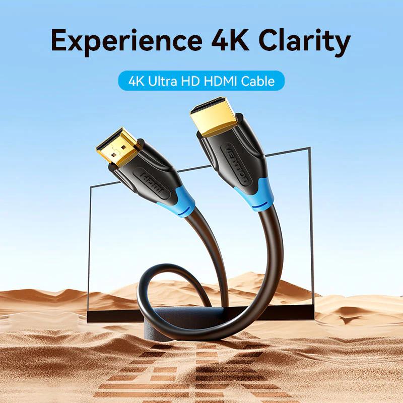 Cablu video Vention, HDMI (T) la HDMI (T), 0.75m, rezolutie 4K la 60Hz, conectori auriti, negru-albastru, "AACBE" (timbru verde 0.08 lei) - 6922794732636 - imagine 3
