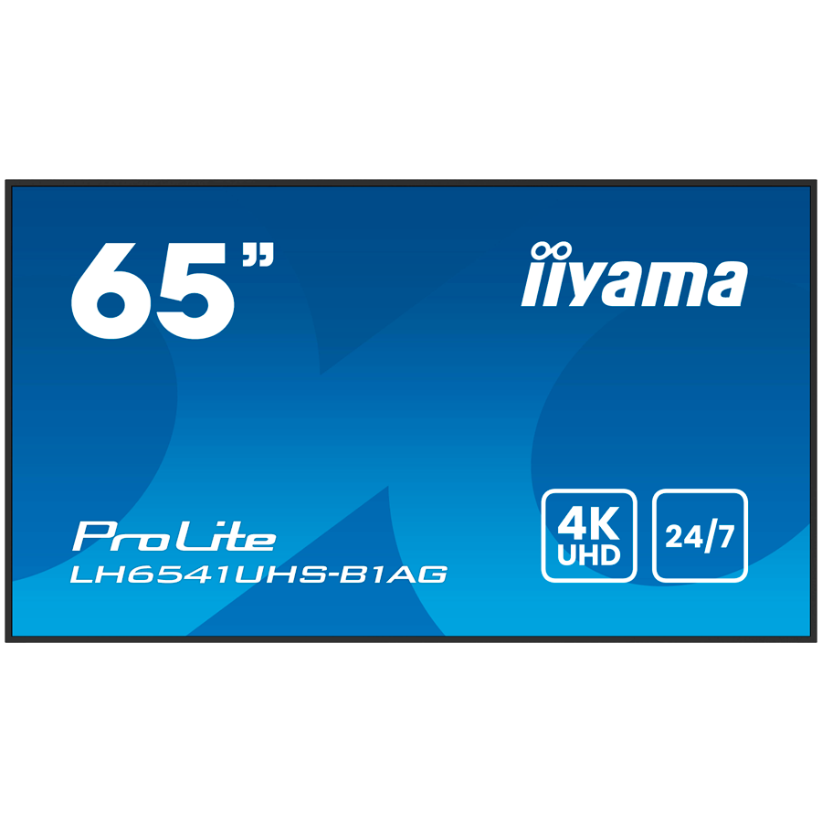 65" 3840x2160, 4K UHD IPS panel, 1% Haze, Landscape and Portrait mode, Speakers 2x 10W , 3x HDMI, 500cd/m2, Media Play USB Port, Control LAN / RS232C, VESA 500x500 -wallmount included