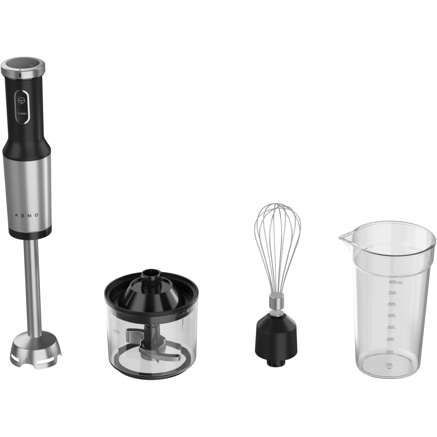 Hand Blender, 1200W in CB, Black, Tiger Teeth Cutter, Whisk, Food Processor, Cup - imagine 2