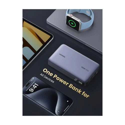 POWER BANK Ugreen "PB720", 20000mAh, 100W, 1 x USB Type-C input, 2 x USB Type-C output, 1 x USB output, gri, "25188" (timbru verde 0.98 lei) - 6941876221882 - imagine 3