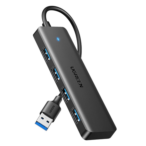 HUB extern Ugreen, „CM219” porturi USB: USB 3.0 x 4, conectare prin USB 3.0, aluminiu, lungime 15 cm, gri, „25851” (timbru verde 0.8 lei) –