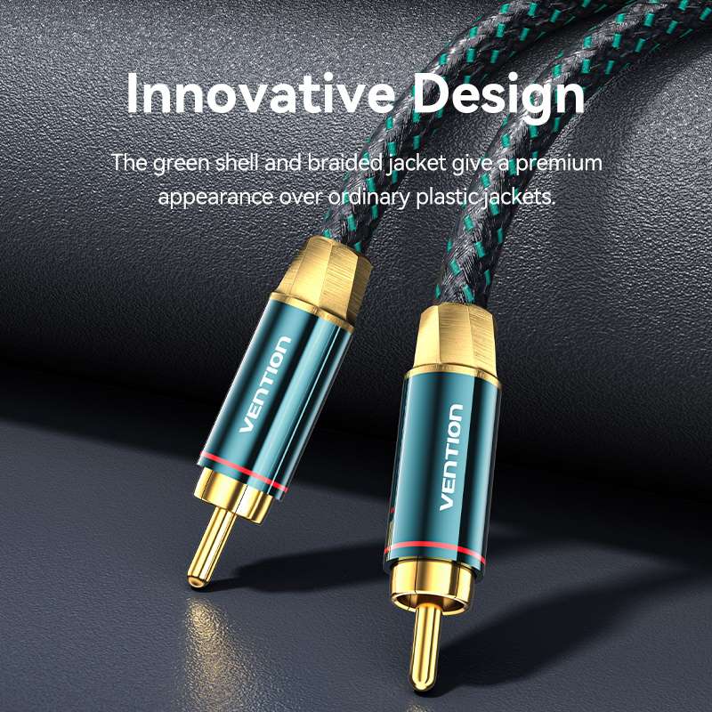 Cablu audio Vention, RCA (T) la RCA (T), 2m, conectori auriti, verde, "BCTGH" (timbru verde 0.08 lei) - - imagine 4