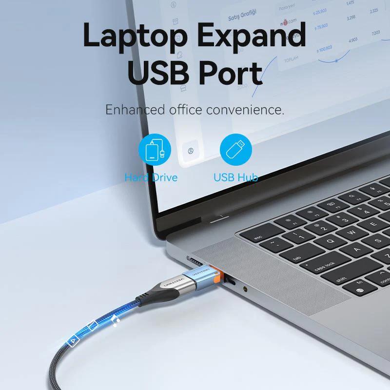 Adaptor USB Vention, OTG, USB-C (T) la USB 3.1 (M), 10Gbps, PVC, albastru, "CUBH0" (timbru verde 0.08 lei) -6922794779976 - imagine 5