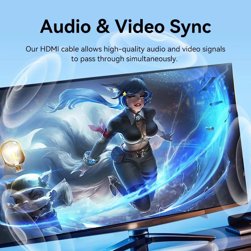 Cablu video Vention, HDMI (T) la HDMI (T), 8m, rezolutie 4K la 30Hz, conectori auriti, negru-albastru, "AACBK" (timbru verde 0.08 lei) - 6922794732698 - imagine 5