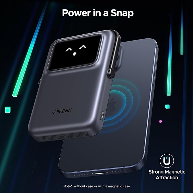 POWER BANK Ugreen "PB764", 10000mAh, 20W, prindere magnetica, wireless charging: Qi 2 15W max, 1 x USB Type-C input/output, gri "45329" (timbru verde 0.98 lei) - imagine 4