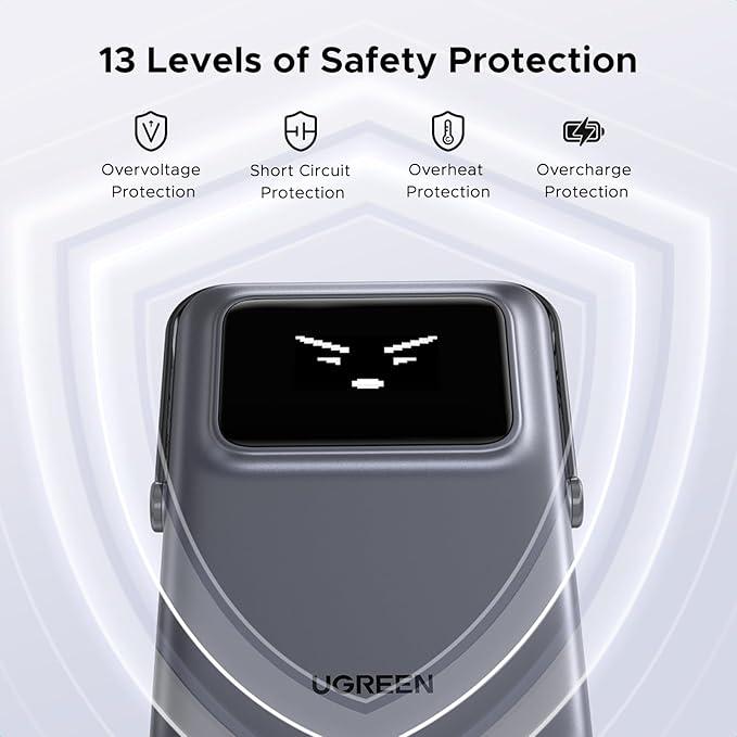 POWER BANK Ugreen „PB764”, 10000mAh, 20W, prindere magnetica, wireless charging: Qi 2 15W max, 1 x USB Type-C input/output, gri „45329” (timbru verde 0.98 lei)