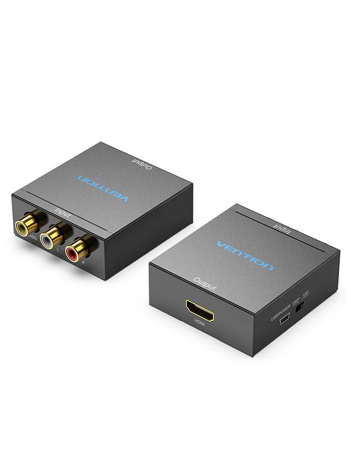 Convertor video Vention, HDMI (M) la RCA (M), switch 1080p/720, alimentare prin miniUSB-B inclus, carcasa metalica, conectori auriti, negru, "AEFB0" (timbru verde 0.08 lei) - 6922794746145 - imagine 2