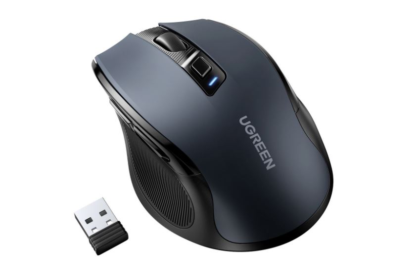 MOUSE Ugreen, "MU006" PC sau NB, wireless 2.4GHz, optic, 3/1 butoane/scroll, 4000 dpi, negru "90545" (timbru verde 0.18 lei) - 6957303895458