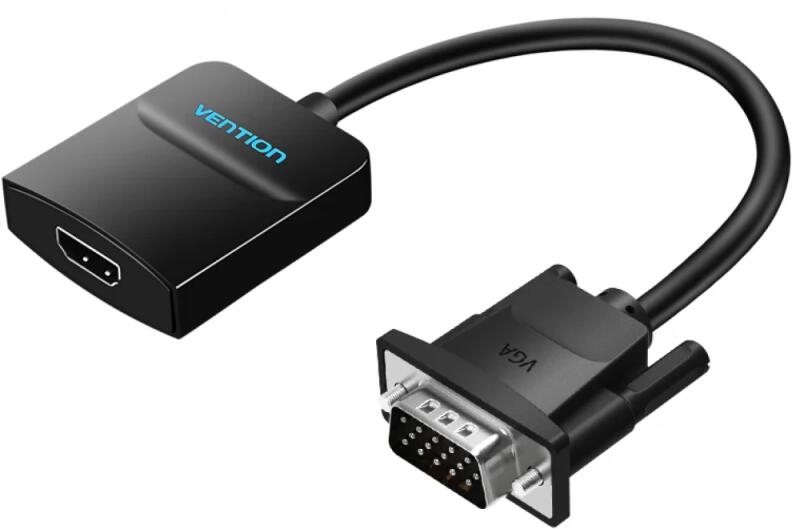 Convertor video Vention, VGA(T) la HDMI (M), 0.15m, rezolutie maxima 1080p la 60 Hz, nu, cupru, invelis PVC si ABS, negru, „ACNBB” (timbru verde 0.18lei) –  6922794735231